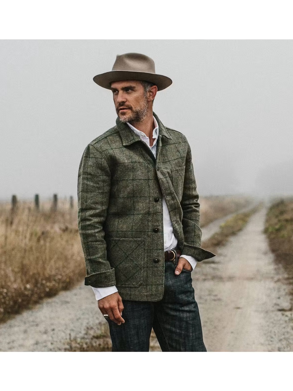 Taylor Stitch Olive Windowpane Shirt Jacket